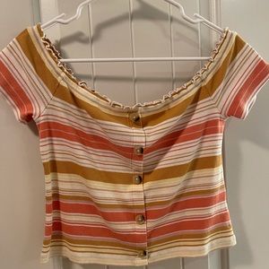 Aeropostale cropped boat neck ribbed top